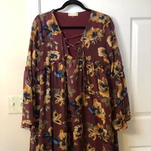 Altar’d State Floral Flowy Sundress Lace Up